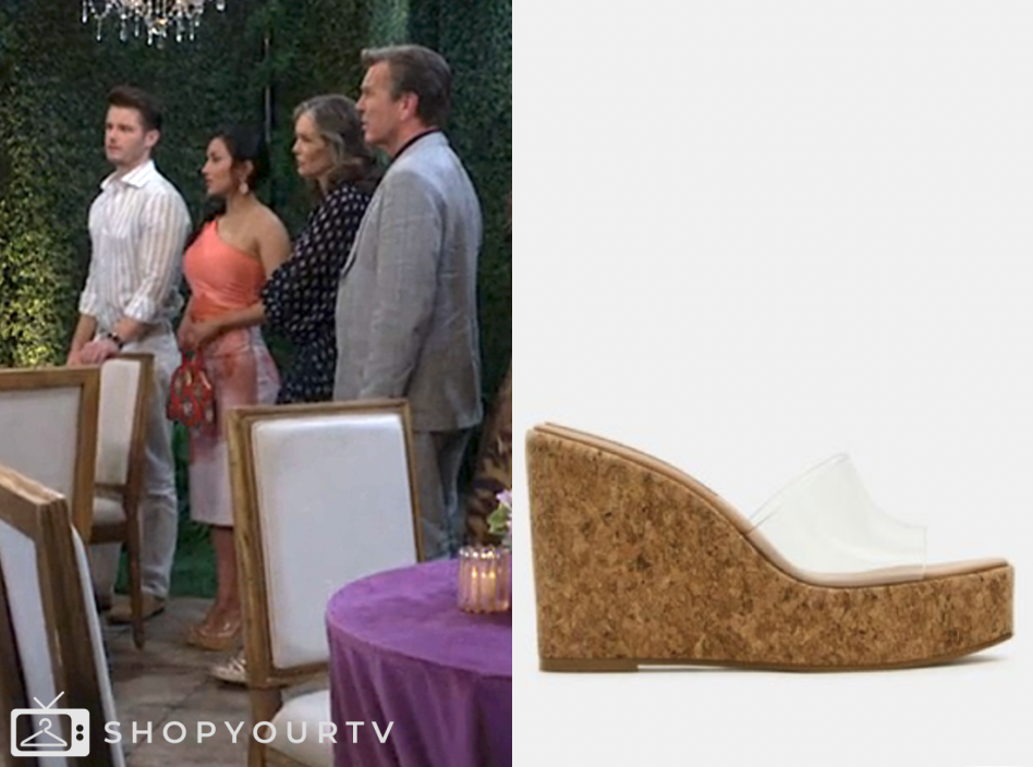 the young and the restless, clear wedge sandals heels, audra charles, Zuleyka Silver