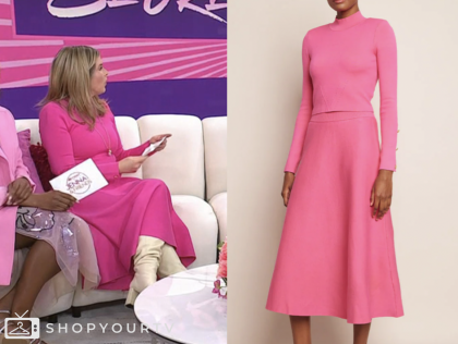 the today show, pink sweater, pink skirt, jenna bush hager, jenna and friends