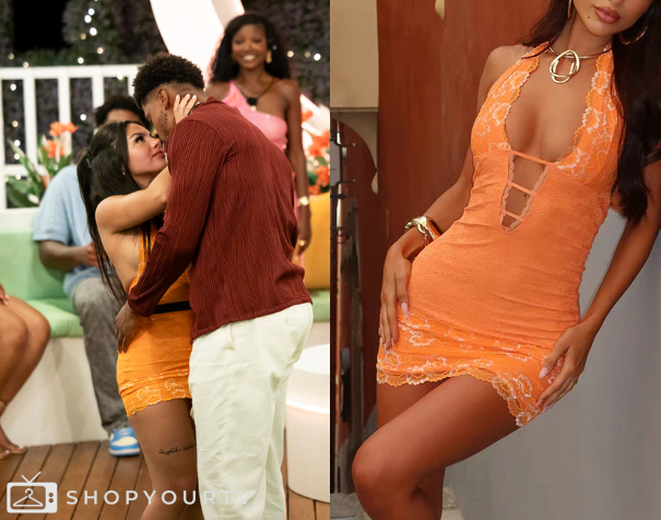 Love Island USA: Season 7 Episode 21 Orange Floral Mini Dress | Shop Your TV Love Island USA: Season 7 Episode 21 Orange Floral Mini Dress | Shop Your TV