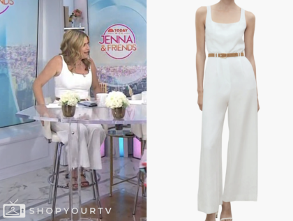the today show, white belted jumpsuit, jenna bush hager, jenna and friends