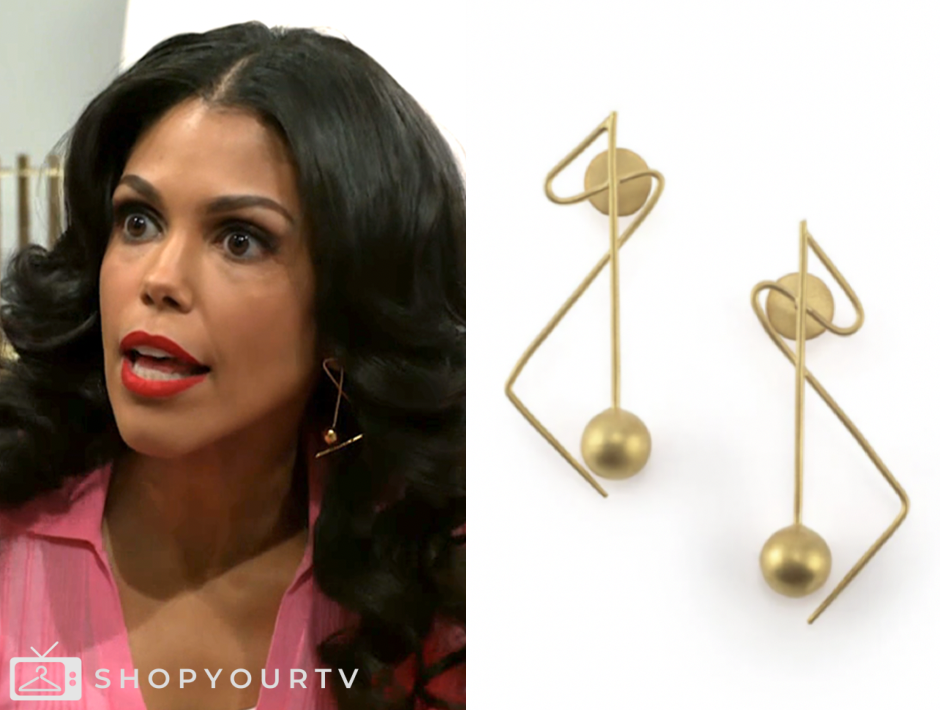 beyond the gates, dani dupree, karla mosley, gold zig zag earrings
