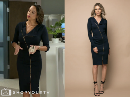 beyond the gates, navy zip-front sheath dress, Daphnée Duplaix, Nicole Dupree Richardson