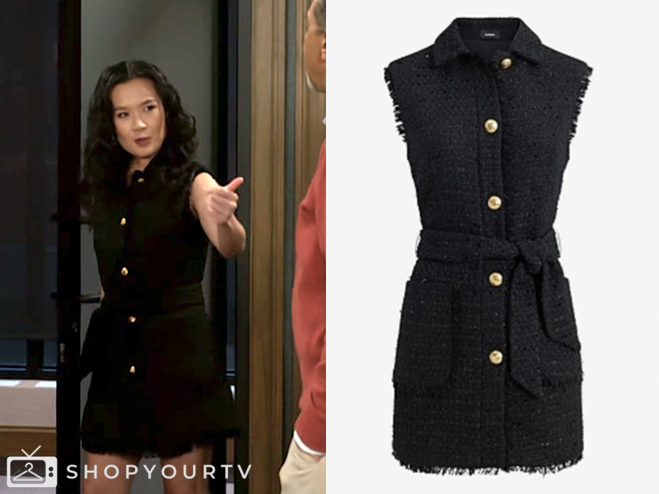 beyond the gates, black tweed vest dress, Ellie Wang, Caroline Lee