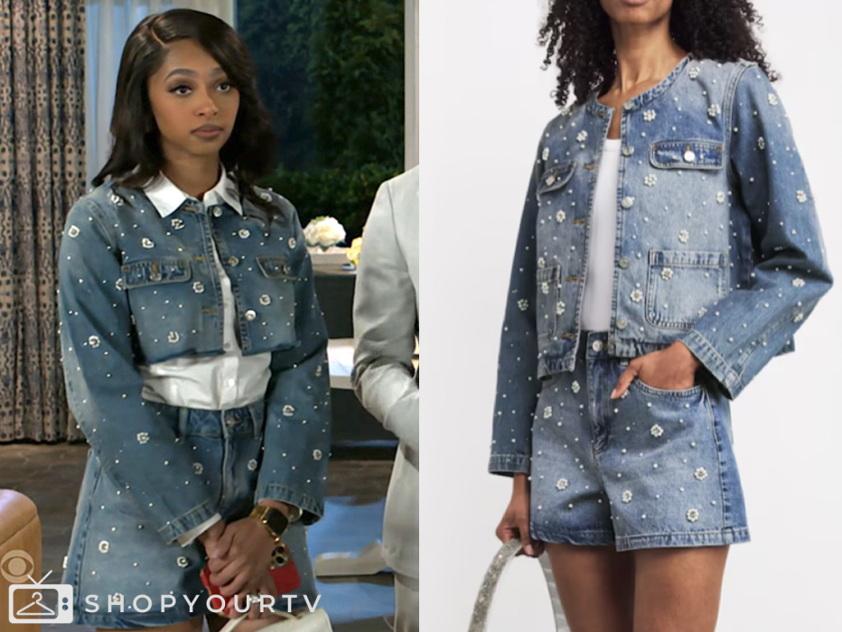beyond the gates, embellished denim jacket and shorts, kat richardson, Colby Muhammad