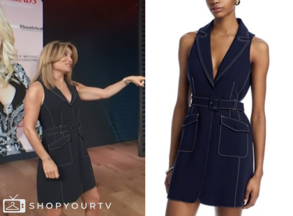 access hollywood, navy dress, kit hoover