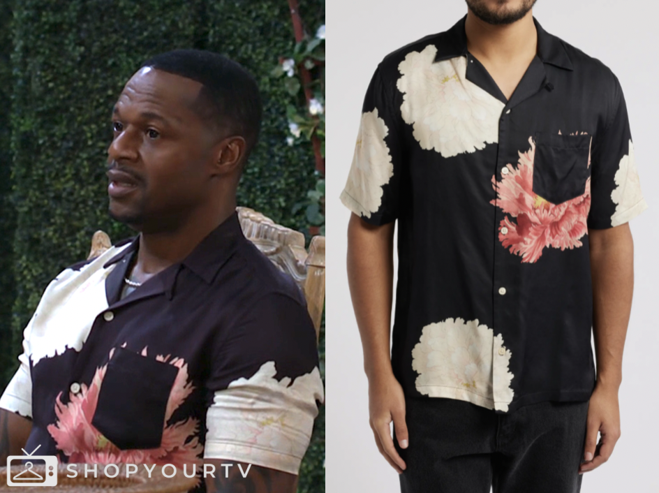 the young and the restless, black floral camp shirt, Jermaine Rivers, Damian Kane