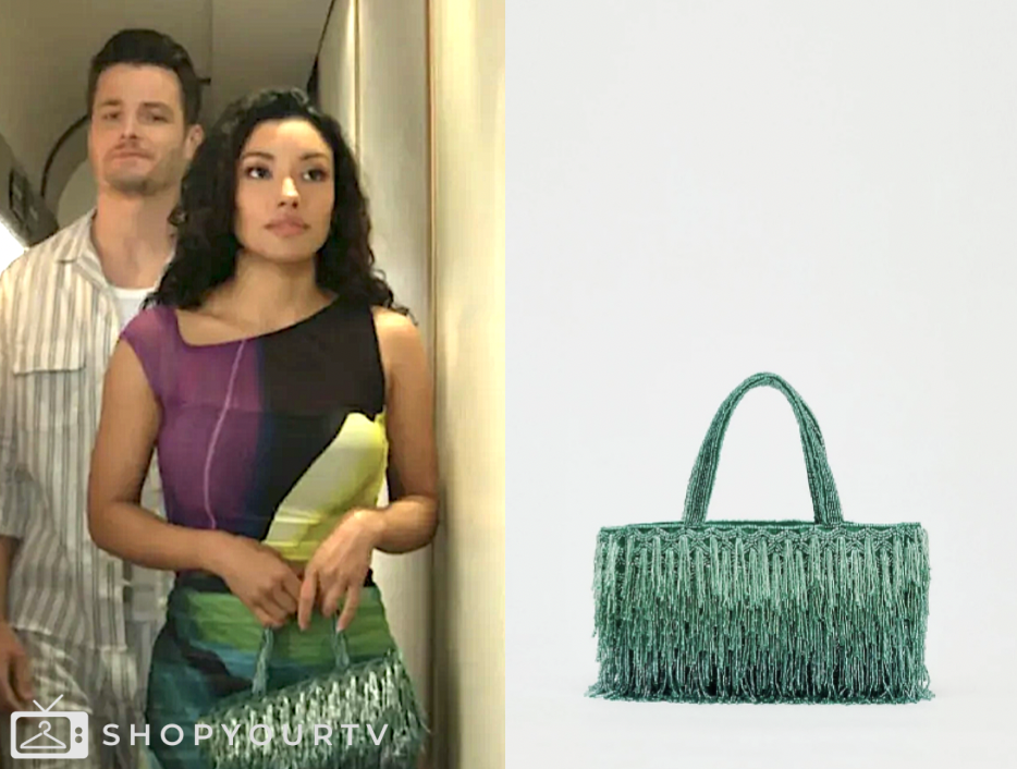 the young and the restless, green fringe rhinestone bag, audra charles, Zuleyka Silver