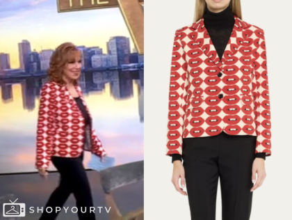 the view, red and white lip print blazer, joy behar