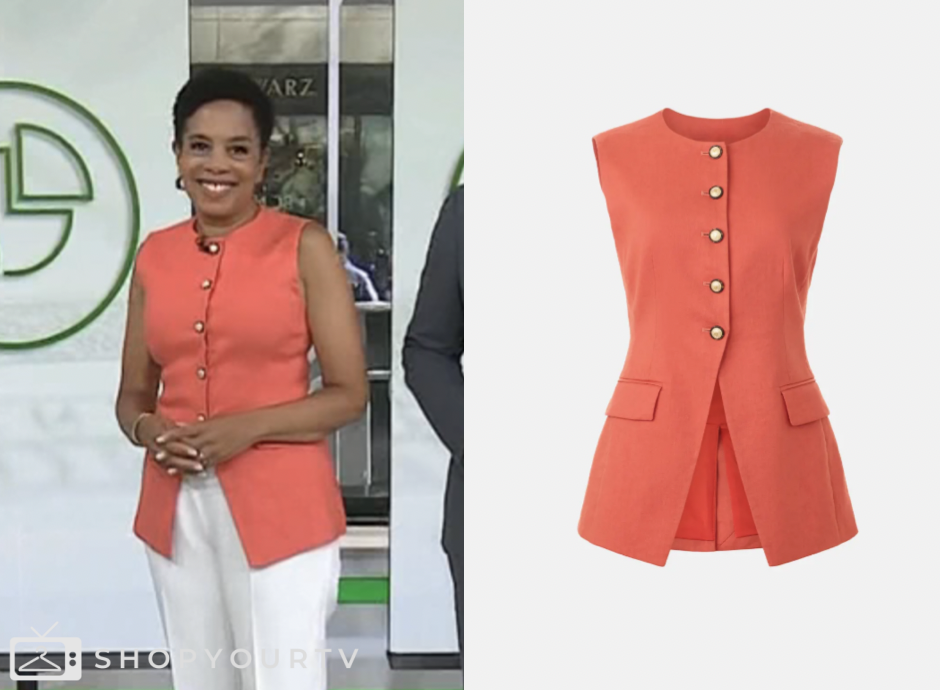 the today show, coral orange vest, sharon epperson