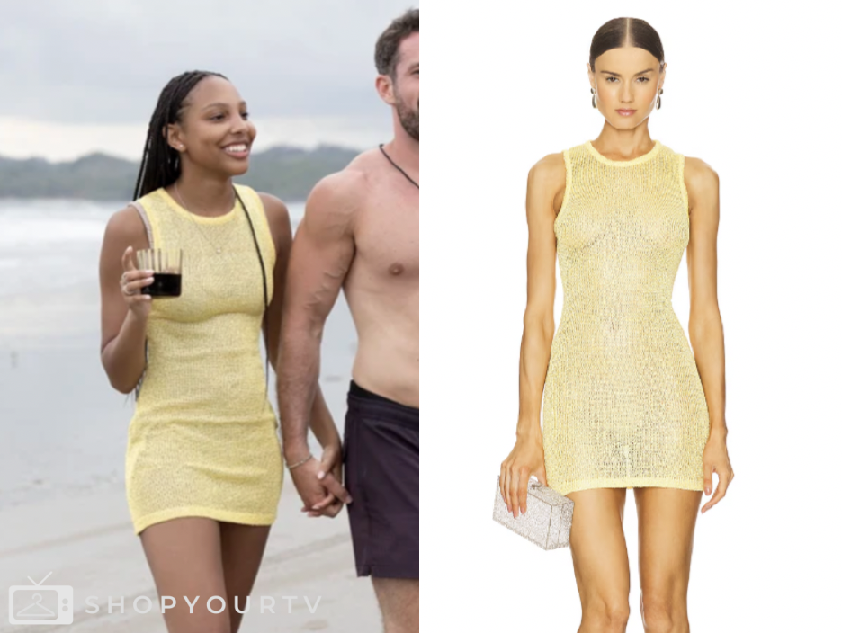 bachelor in paradise, yellow knit mini dress, Bailey Brown