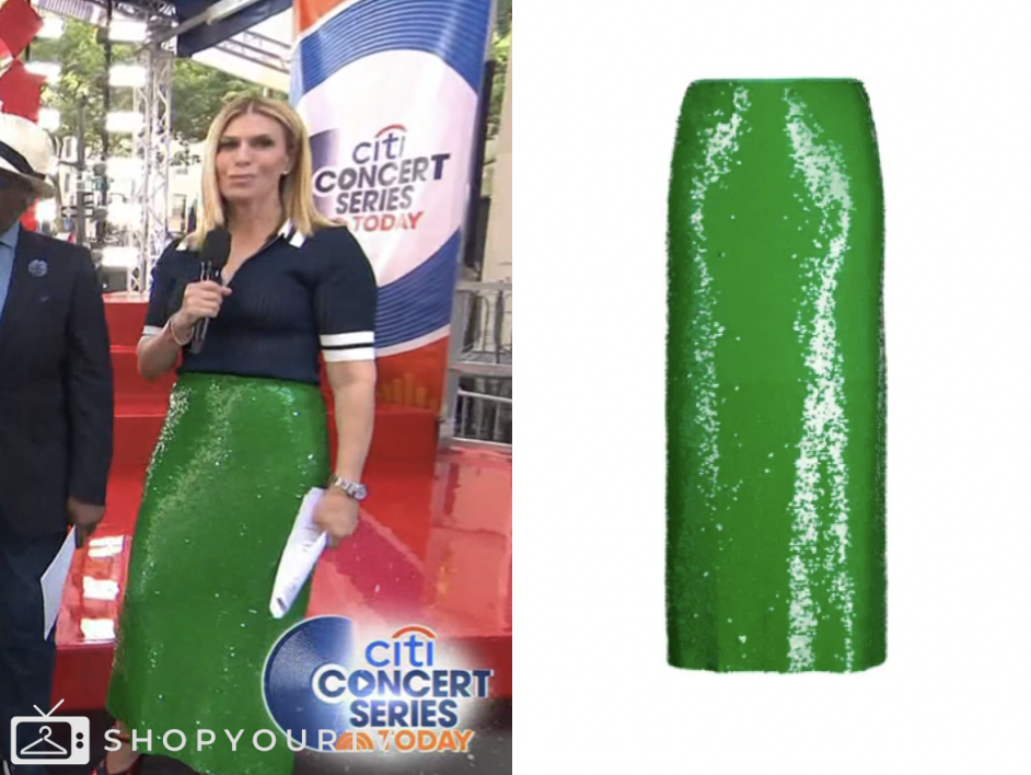 the today show, green sequin midi skirt, jill martin