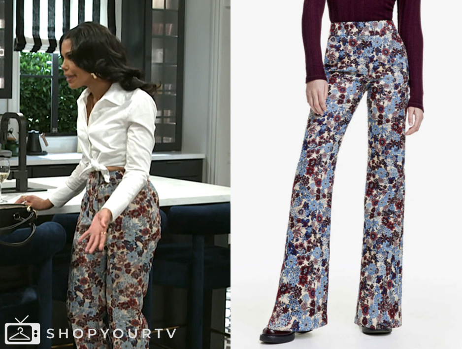 beyond the gates, floral jacquard pants, dani dupree, karla mosley