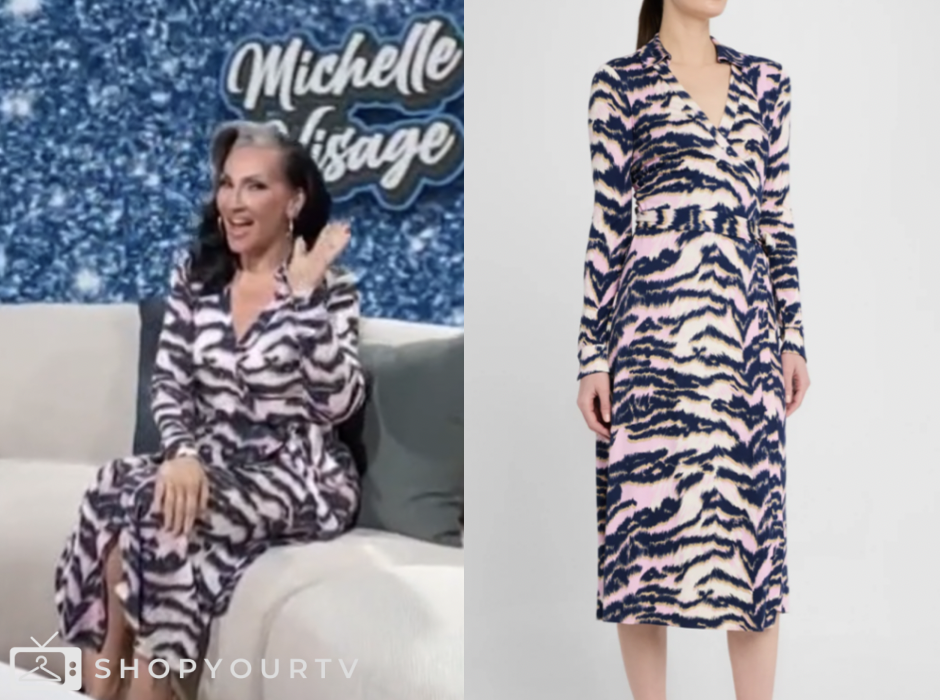 access daily, tiger print wrap dress, michelle visage