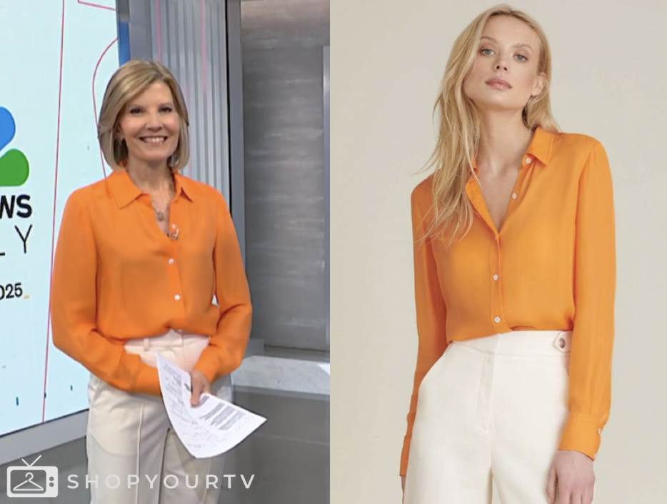 NBC News Daily July 2025 Kate Snow S Orange Silk Shirt Shop Your TV Screen Shot 2025 07 14 At 2.01.59 PM