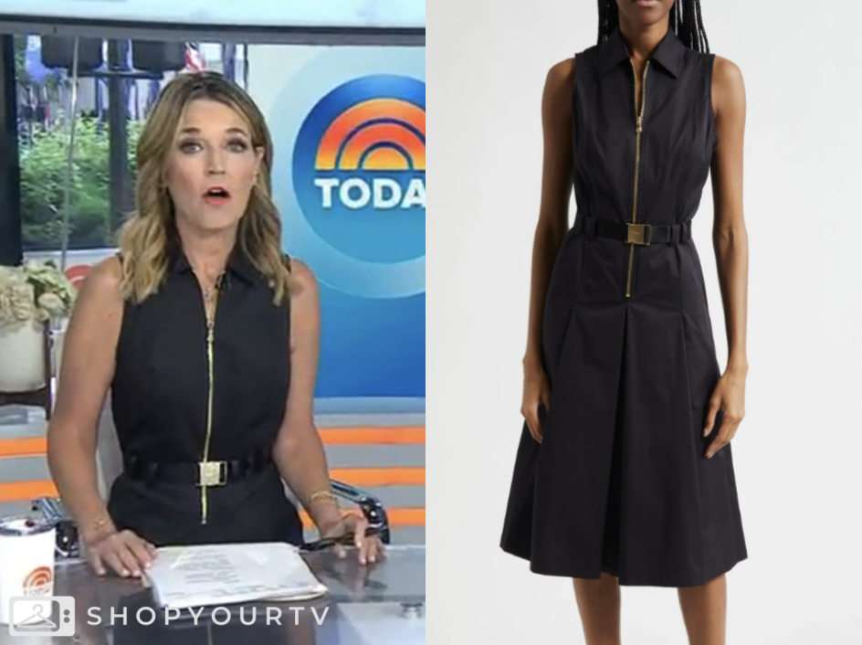 the today show, black zip belted dress, savannah guthrie