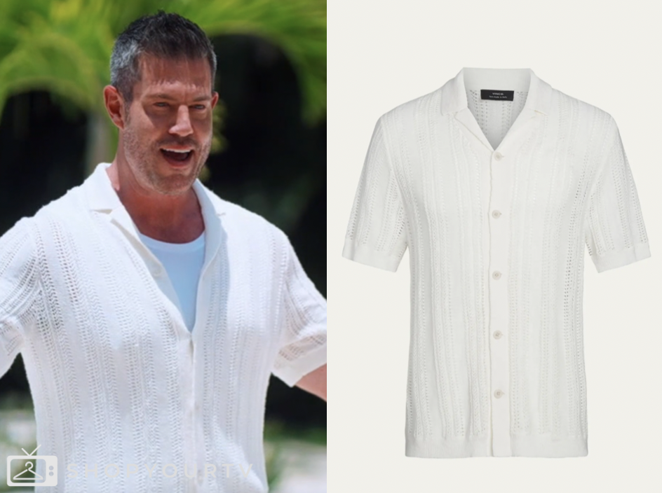 bachelor in paradise, white crochet shirt, jesse palmer