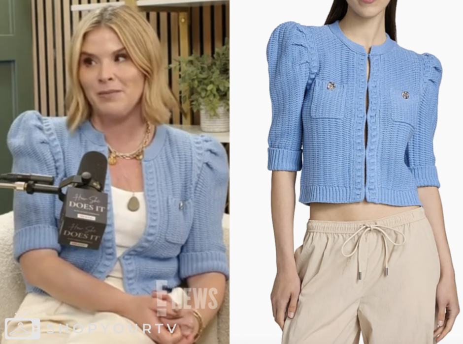 E! News, blue short sleeve cardigan, jenna bush hager