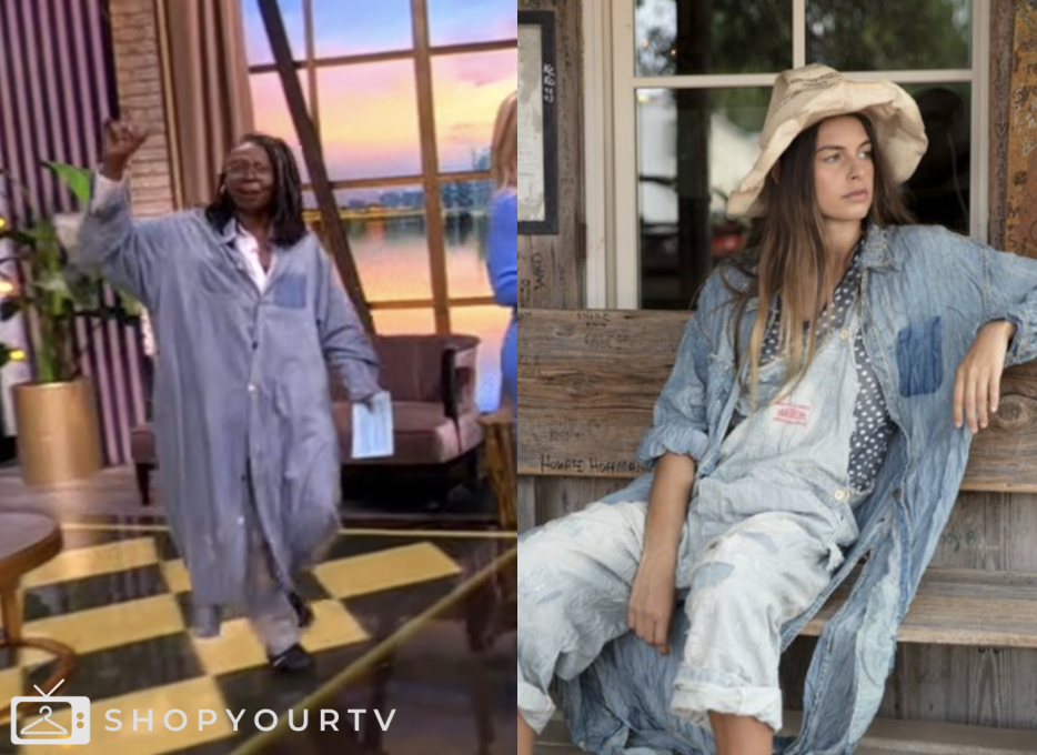the view, denim long duster jacket, whoopi goldberg
