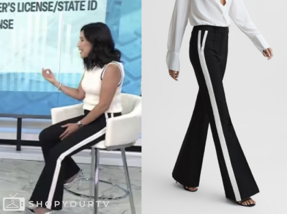 the today show, black and white side stripe pants, vicky nguyen
