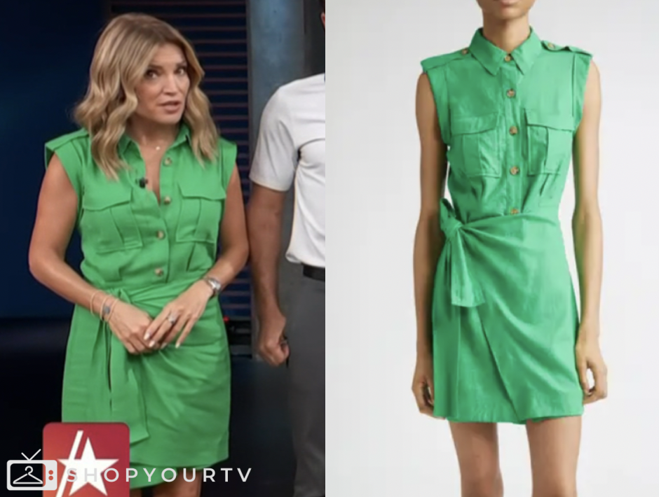 access hollywood, green linen mini dress, kit hoover