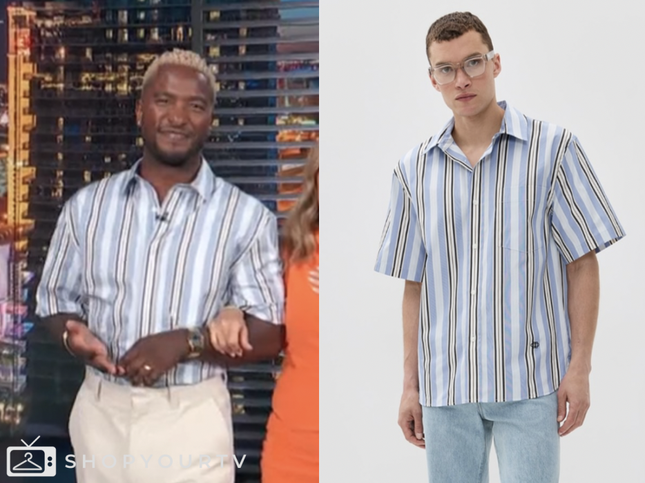 Access Daily: July 2025 Scott Evans's Blue Striped Short Sleeve Shirt ...