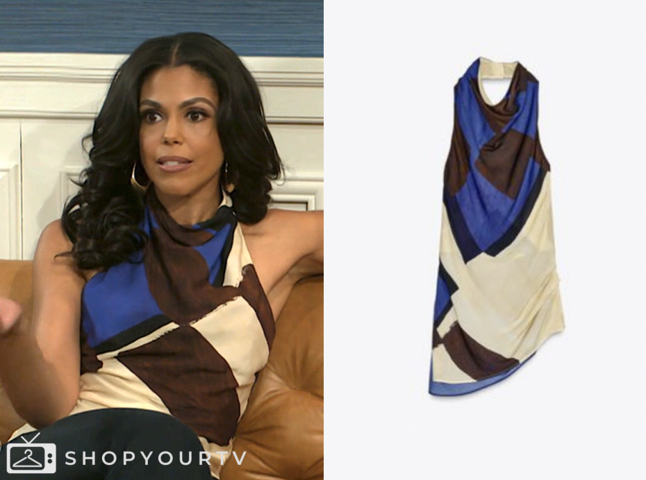 dani dupree, karla mosley, beyond the gates, abstract print halter top