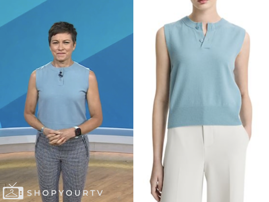 the today show, stephanie gosk, blue henley sleeveless top
