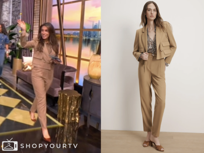 the view, tan brown cropped blazer and pant suit, alyssa farah griffin