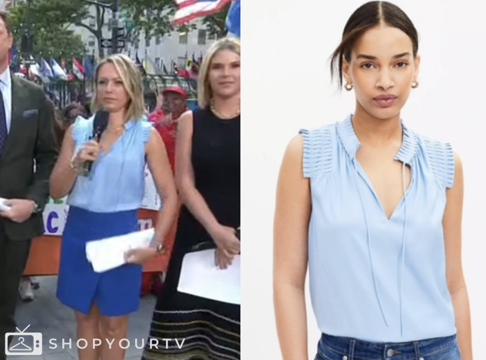 the today show, dylan dreyer, light blue pleated top
