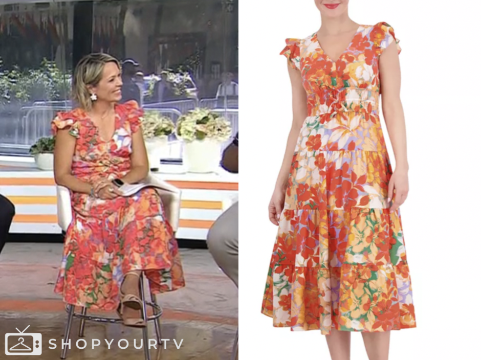 the today show, dylan dreyer, orange floral midi dress