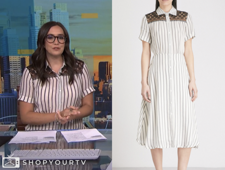 nbc news daily, savannah sellers, striped lace shirt dress