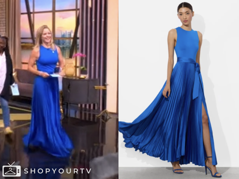 the view, blue pleated maxi dress, sara haines