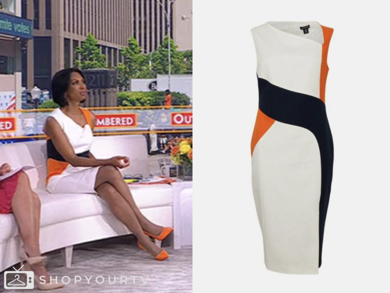 outnumbered, colorblock sheath dress, fox news fashion, harris faulkner
