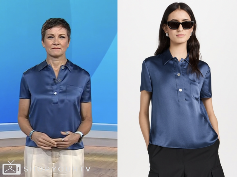 the today show, blue satin polo shirt, stephanie gosk