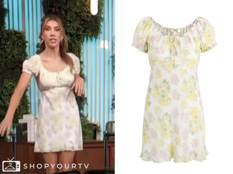 adrianna costa, access hollywood, floral satin mini dress