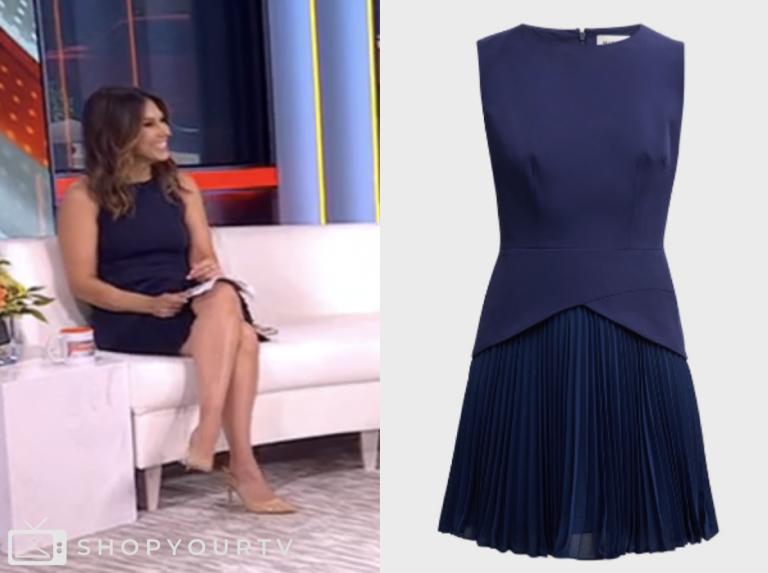 outnumbered, navy pleated mini dress, fox news fashion, lisa boothe