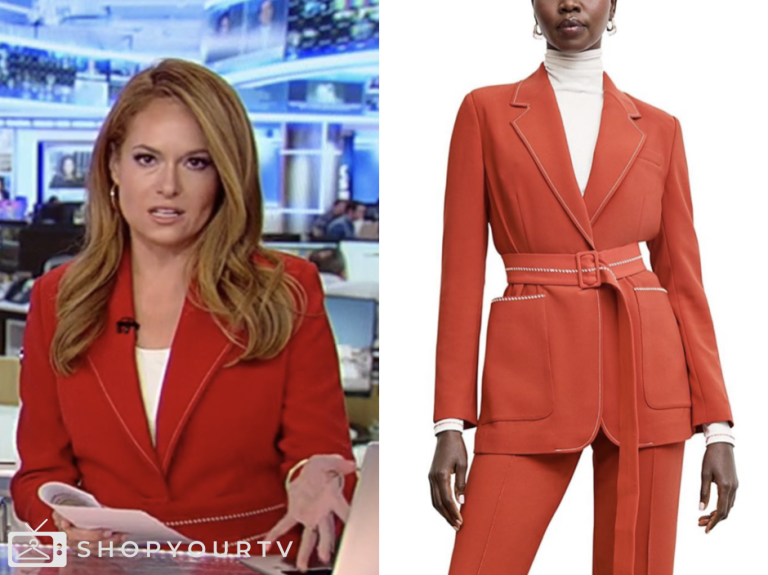 america's newsroom, fox news fashion, red belted blazer, gillian turner