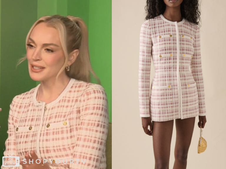 Lindsay Lohan, access daily, pink tweed jacket