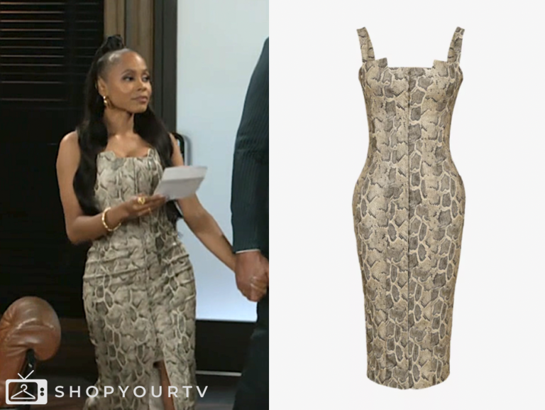 Marquita Goings, beyond the gates, snakeskin dress, hayley lawson