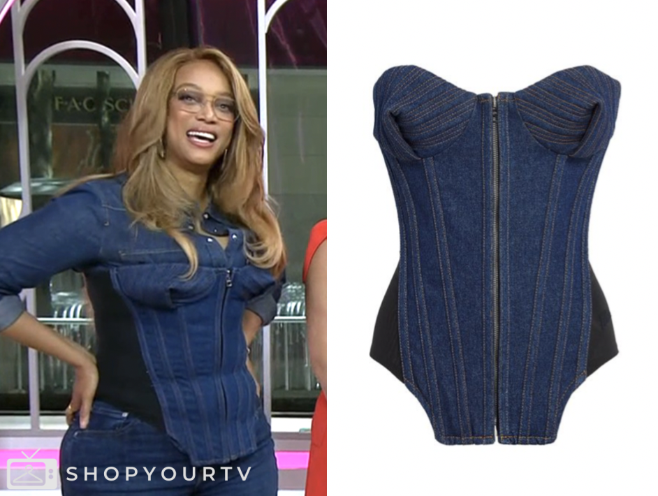 the today show, tyra banks, jenna and friends, denim corset