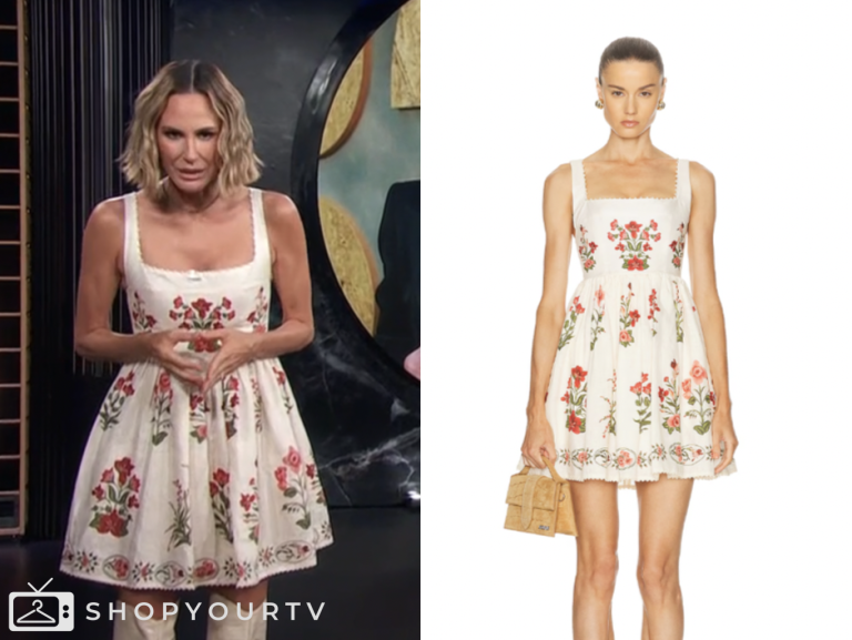 E! News, keltie knight, white and red floral embroidered mini dress
