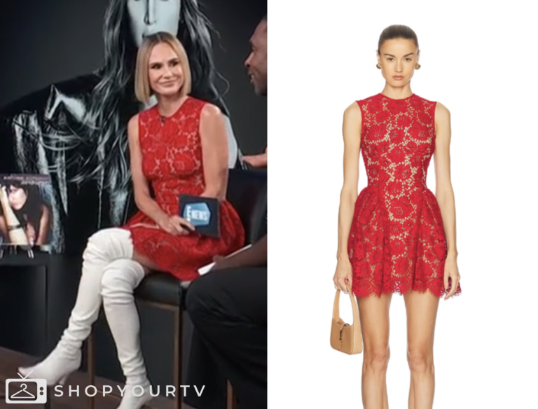E! News, red lace mini dress, keltie knight