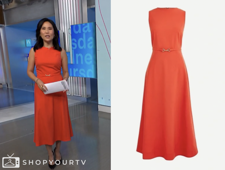 nbc news daily, red belted midi dress, vicky nguyen