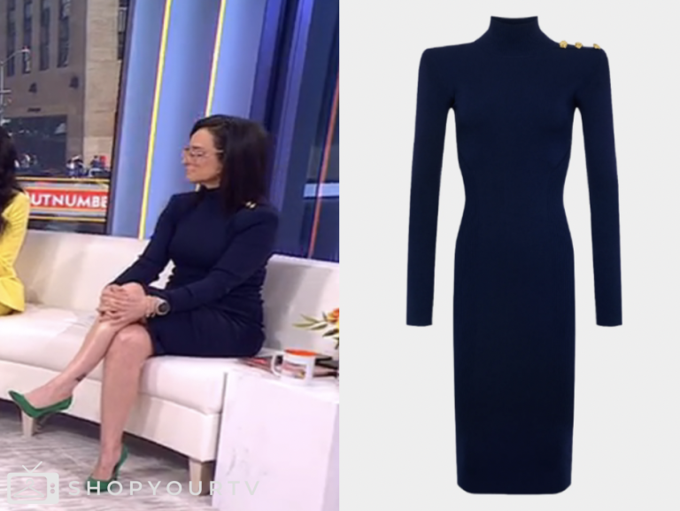 kennedy, outnumbered, navy button shoulder mock neck dress, fox news fashion