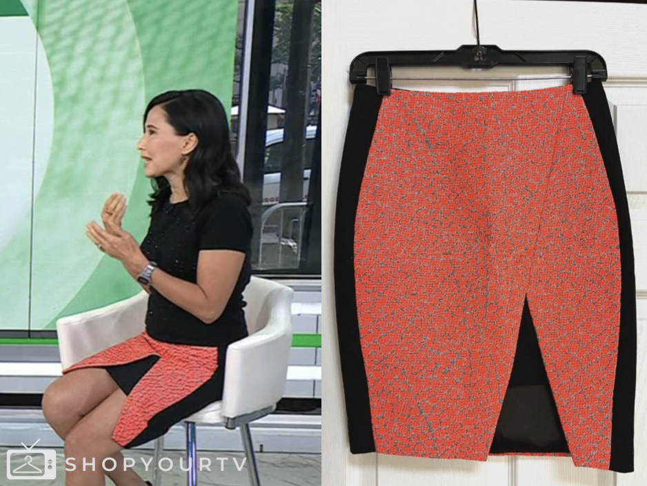 the today show, red and black pencil skirt, vicky nguyen