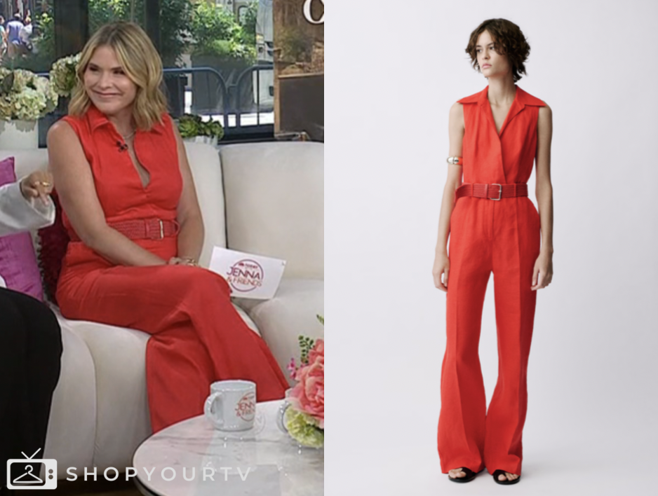 the today show, red jumpsuit, jenna bush hager, jenna and friends