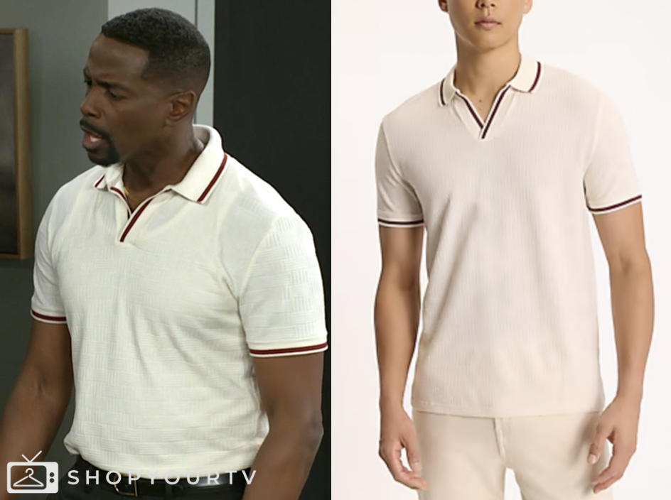 beyond the gates, white textured contrast trim polo shirt, Keith D. Robinson, ted richardson