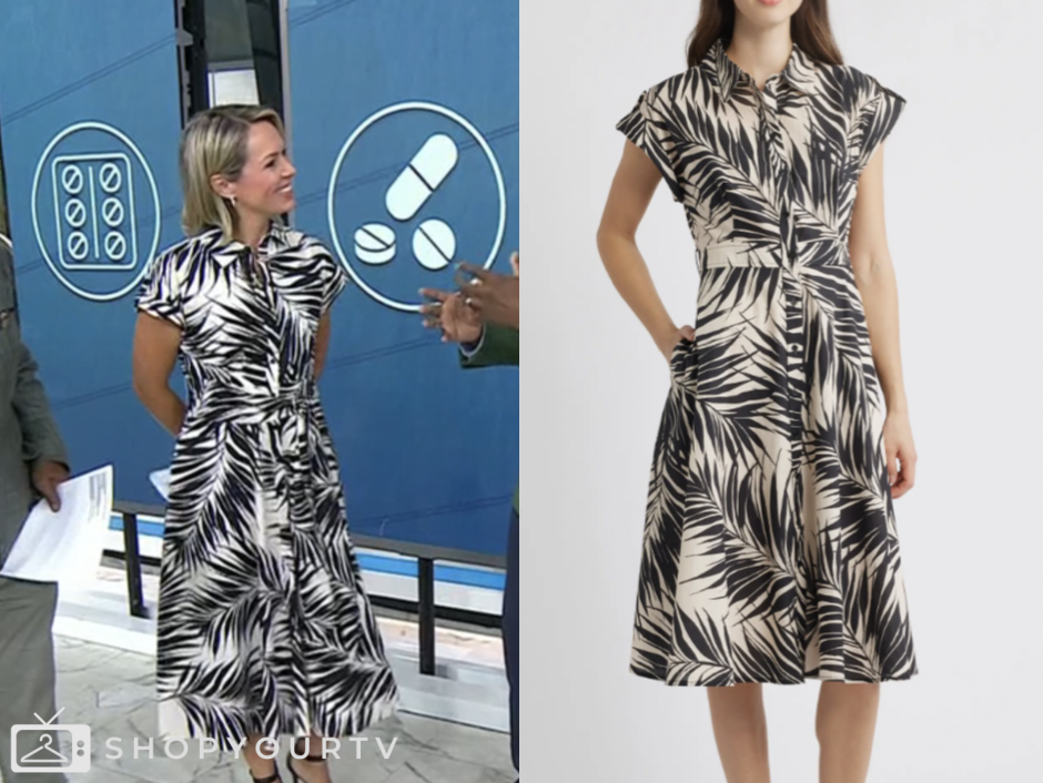 the today show, dylan dreyer, black and white printed shirt dress