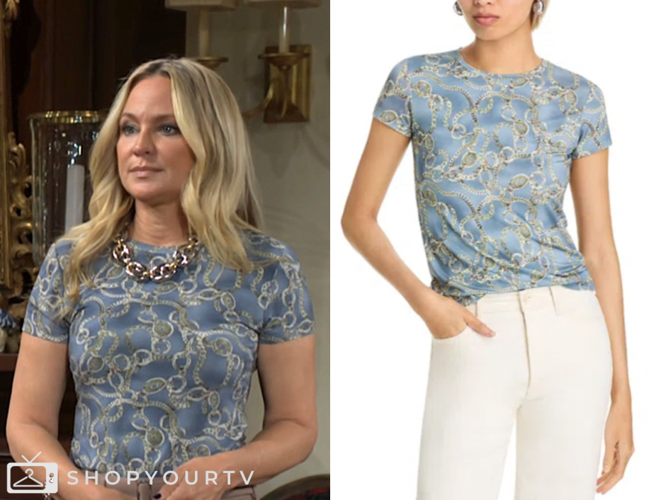 The Young and the Restless: July 2025 Sharon Newman's Blue Chain Print ...