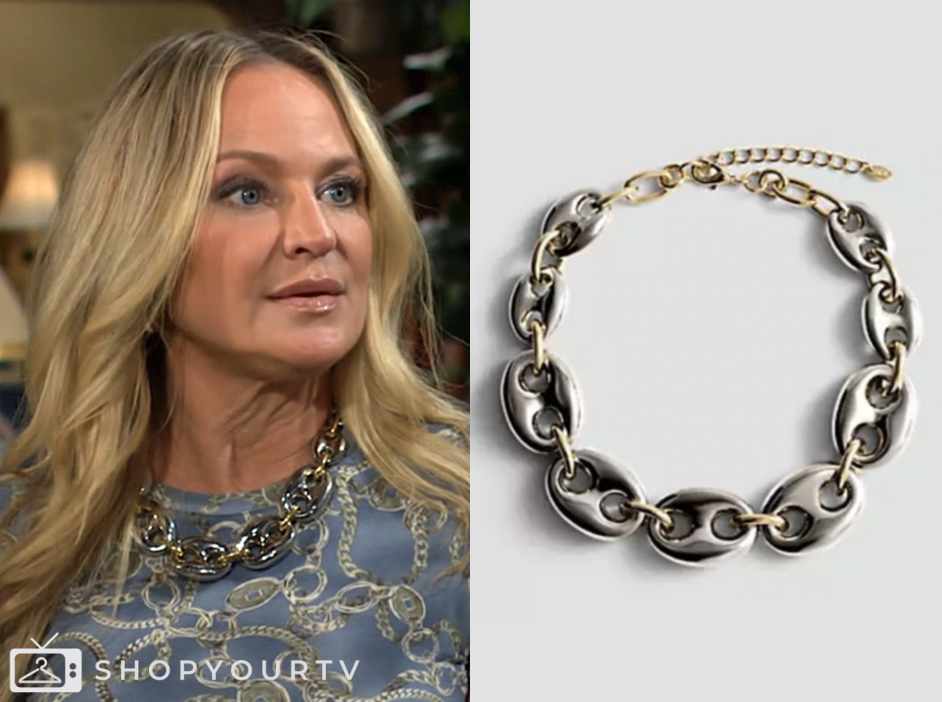 the young and the restless, sharon newman, sharon case, chain link necklace